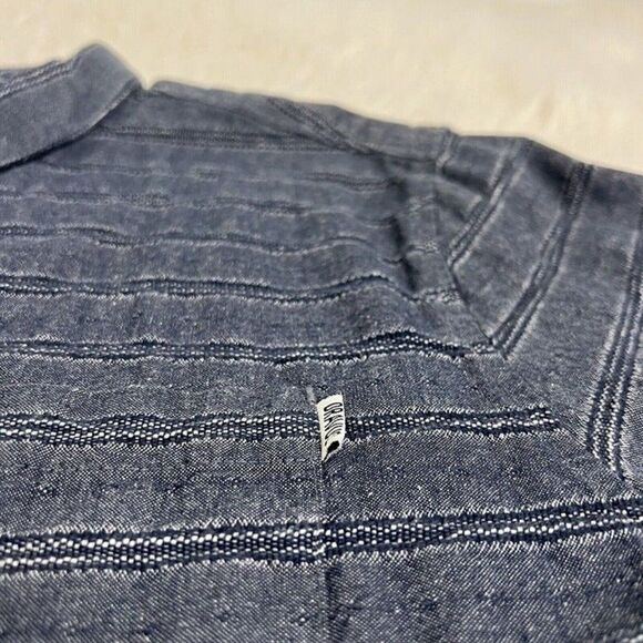 Dravus Gray/Blue Textured Striped 100% Cotton Collared Button Down Shirt Large - Picture 11 of 12
